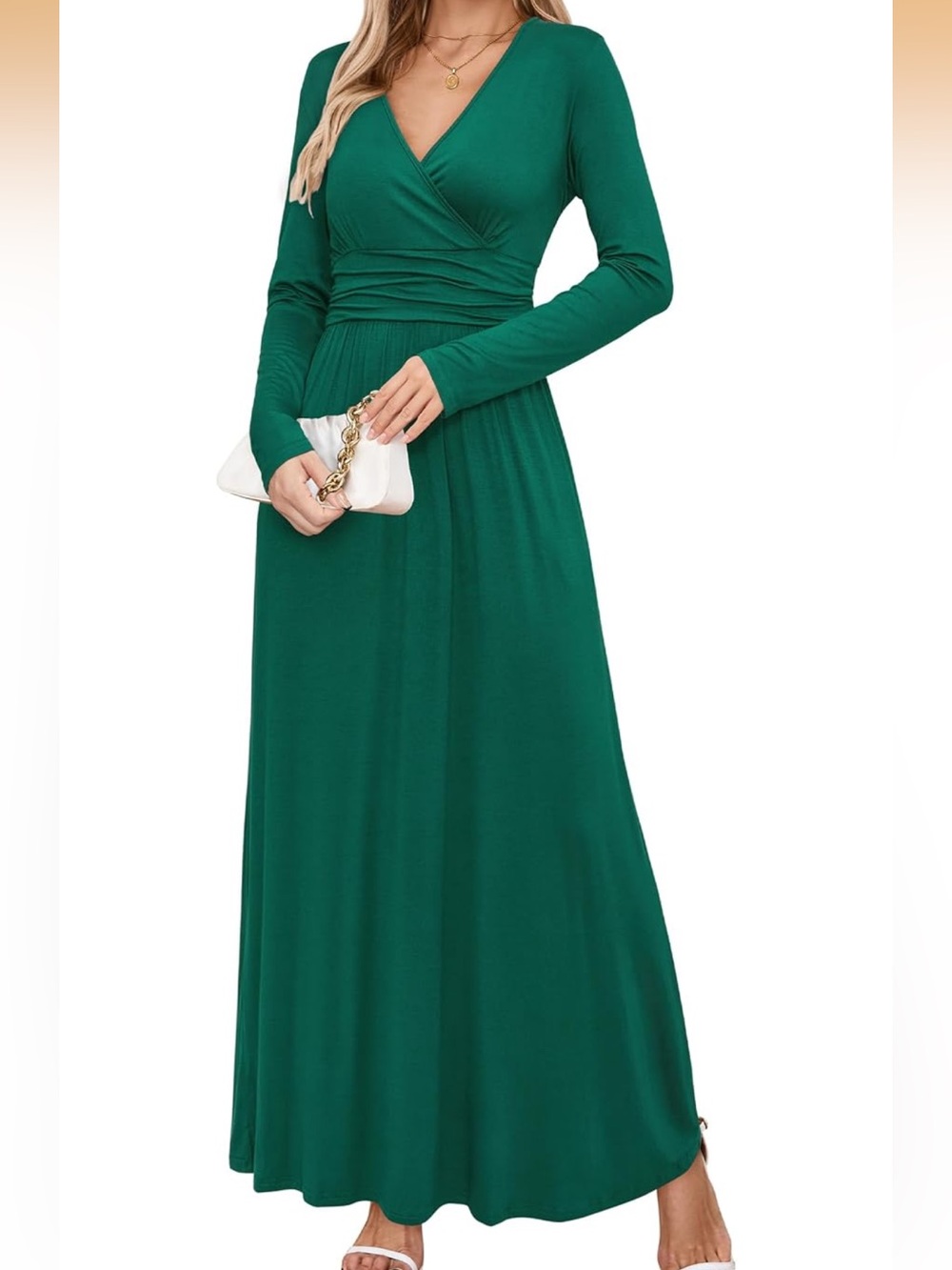 💚 Forest Green Wrap Waist Maxi Dress | Women's XL | Pockets